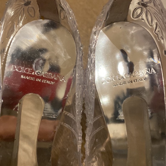 DOLCE & GABBANA Cinderella Crystal-embellished Pvc Pumps In Silver - Picture 8 of 8